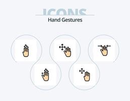 Hand Gestures Line Filled Icon Pack 5 Icon Design. gesture. gesture. fingers. four. multiple touch vector