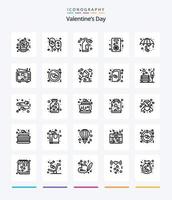 Creative Valentines Day 25 OutLine icon pack  Such As love. flower. party. wine. love vector