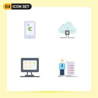 4 User Interface Flat Icon Pack of modern Signs and Symbols of mobile monitor shopping cloud star Editable Vector Design Elements