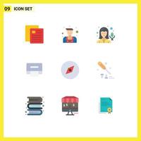 9 User Interface Flat Color Pack of modern Signs and Symbols of construction navigation microphone map tissue Editable Vector Design Elements