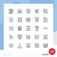 Set of 25 Modern UI Icons Symbols Signs for market shopping bulb shop cart Editable Vector Design Elements
