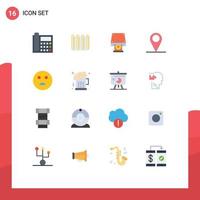 16 Thematic Vector Flat Colors and Editable Symbols of sad location radiator gps data storage Editable Pack of Creative Vector Design Elements