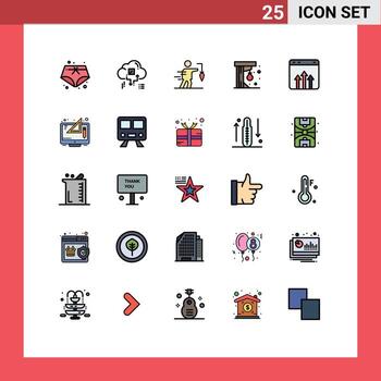 25 Universal Filled line Flat Colors Set for Web and Mobile Applications business game aspiration fun goal Editable Vector Design Elements
