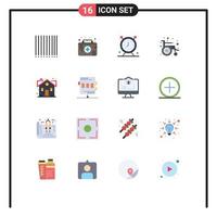 16 Flat Color concept for Websites Mobile and Apps sweet home home schedule building wheel Editable Pack of Creative Vector Design Elements