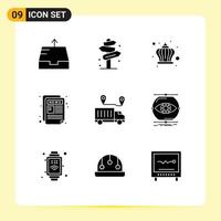 9 Universal Solid Glyph Signs Symbols of location news letter corona paper news Editable Vector Design Elements