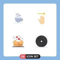 Modern Set of 4 Flat Icons and symbols such as coffee heart hand right islamic Editable Vector Design Elements