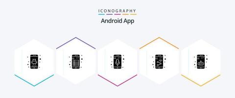 androide aplicación 25 glifo icono paquete incluso Wifi. móvil. lectura. dispositivo. teléfono grabadora vector
