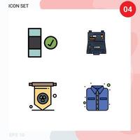 Set of 4 Modern UI Icons Symbols Signs for check office tools repair clothes Editable Vector Design Elements