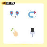 Pack of 4 creative Flat Icons of gps interface arrow right touch Editable Vector Design Elements