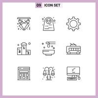 Outline Pack of 9 Universal Symbols of honey race scary won position Editable Vector Design Elements