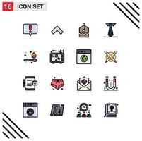 Set of 16 Modern UI Icons Symbols Signs for passion love tag match camping Editable Creative Vector Design Elements