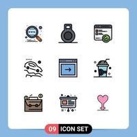 Pictogram Set of 9 Simple Filledline Flat Colors of website browser testing arrow falling down Editable Vector Design Elements