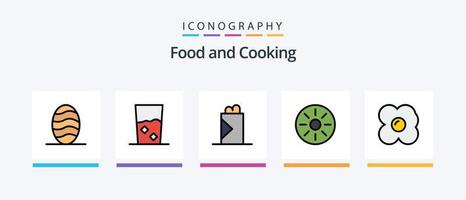 comida línea lleno 5 5 icono paquete incluso cocina. hecho. rosquilla. y. rápido alimento. creativo íconos diseño vector