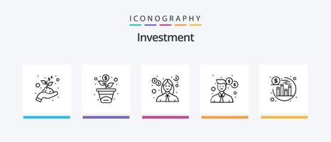 Investment Line 5 Icon Pack Including . investment. investment. banking. coins. Creative Icons Design vector