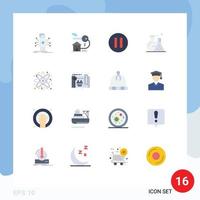 Pictogram Set of 16 Simple Flat Colors of science chemical key science flask Editable Pack of Creative Vector Design Elements