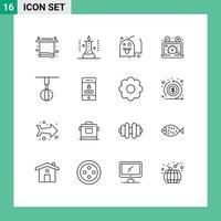 Outline Pack of 16 Universal Symbols of website performance science lab dashboard fun Editable Vector Design Elements