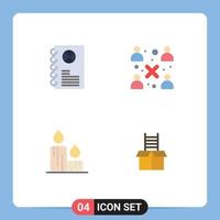 Mobile Interface Flat Icon Set of 4 Pictograms of cinema fire book people nature Editable Vector Design Elements