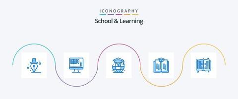 colegio y aprendizaje azul 5 5 icono paquete incluso . graduación. educación. libro vector