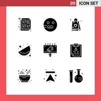 9 User Interface Solid Glyph Pack of modern Signs and Symbols of marketing advertisement shopping bag ad matrhri Editable Vector Design Elements