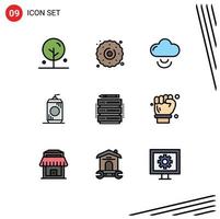 valores vector icono paquete de 9 9 línea señales y símbolos para estante editar nube Estados Unidos reajuste salarial editable vector diseño elementos