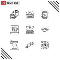 9 User Interface Outline Pack of modern Signs and Symbols of preference configure tag computer energy Editable Vector Design Elements