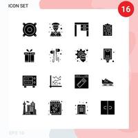 Solid Glyph Pack of 16 Universal Symbols of box healthcare desk health report Editable Vector Design Elements