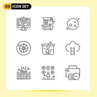 9 Outline concept for Websites Mobile and Apps easter cart ruler basket tire Editable Vector Design Elements