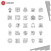 Stock Vector Icon Pack of 25 Line Signs and Symbols for shopping data traffic pulse line technology cloud Editable Vector Design Elements