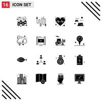 Pack of 16 creative Solid Glyphs of crowd funding destruction communication deforestation factory Editable Vector Design Elements