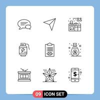 Set of 9 Modern UI Icons Symbols Signs for job check home charg battery Editable Vector Design Elements