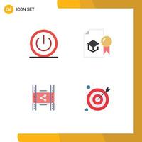 Pack of 4 creative Flat Icons of basic university power diploma film Editable Vector Design Elements