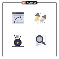 User Interface Pack of 4 Basic Flat Icons of web new year hosting crackers sport Editable Vector Design Elements