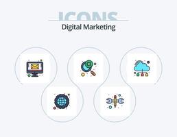 Digital Marketing Line Filled Icon Pack 5 Icon Design. graph. file. book. document. archive vector