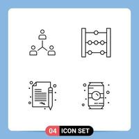 Line Pack of 4 Universal Symbols of structure math group team business Editable Vector Design Elements