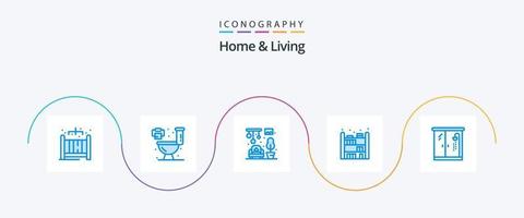 Home And Living Blue 5 Icon Pack Including . chandeliers. bathroom. home vector