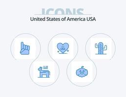 Usa Blue Icon Pack 5 Icon Design. plent. cactus. hand. usa. love vector