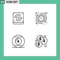 Set of 4 Modern UI Icons Symbols Signs for computing line around the sport Editable Vector Design Elements