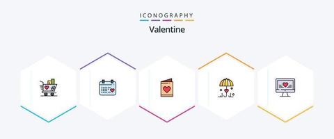 Valentine 25 FilledLine icon pack including love. love. card. secure. insurance vector