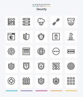 Creative Security 25 OutLine icon pack  Such As cctv. linked. server. link. chain vector