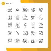Universal Icon Symbols Group of 25 Modern Lines of earth day sketch leader engineering blueprint Editable Vector Design Elements