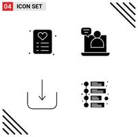 Stock Vector Icon Pack of 4 Line Signs and Symbols for shopping ui business meeting marketing Editable Vector Design Elements