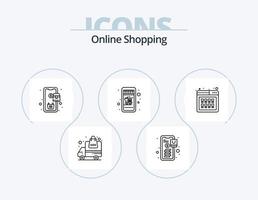 Online Shopping Line Icon Pack 5 Icon Design. shopping cart. list. account. display. online vector