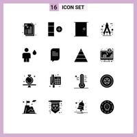 16 Thematic Vector Solid Glyphs and Editable Symbols of body tool gate measure circle Editable Vector Design Elements