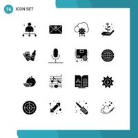 Solid Glyph Pack of 16 Universal Symbols of frise startup cloud investment process Editable Vector Design Elements