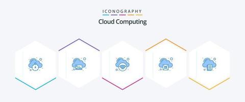 Cloud Computing 25 Blue icon pack including document. cross. cloud. warning. cloud vector