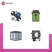 Pictogram Set of 4 Simple Filledline Flat Colors of service city building gear touch office blocks Editable Vector Design Elements