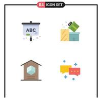 Modern Set of 4 Flat Icons Pictograph of projector home gift shopping product Editable Vector Design Elements