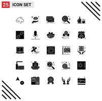 Modern Set of 25 Solid Glyphs and symbols such as banking money vision economy debit Editable Vector Design Elements