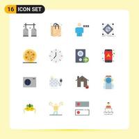 Modern Set of 16 Flat Colors and symbols such as preparation grid avatar cluster locked Editable Pack of Creative Vector Design Elements