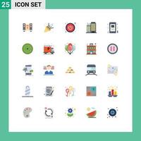25 Universal Flat Color Signs Symbols of player smart power phone office Editable Vector Design Elements